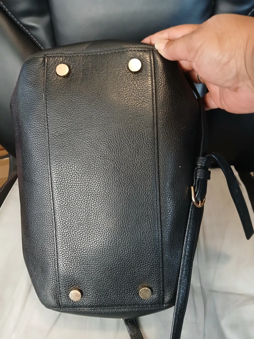 Michael Kors Black Pebbled Leather Satchel with Gold Hardware